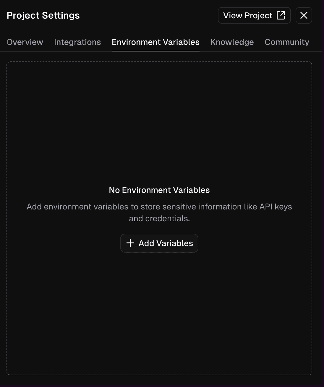Environment variables UI